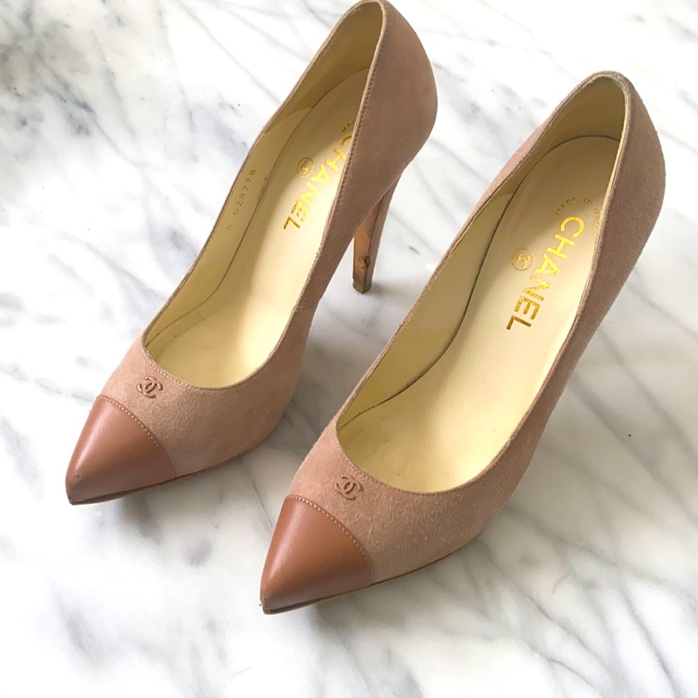 Chanel Dusty Pink Suede/Leather Pumps 37.5